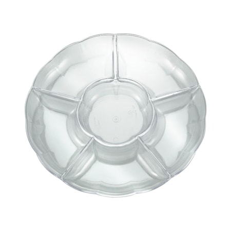 Smarty Had A Party Clear Big 6-Partition Round Disposable Plastic Trays (24 Trays), 24PK 2669-CASE